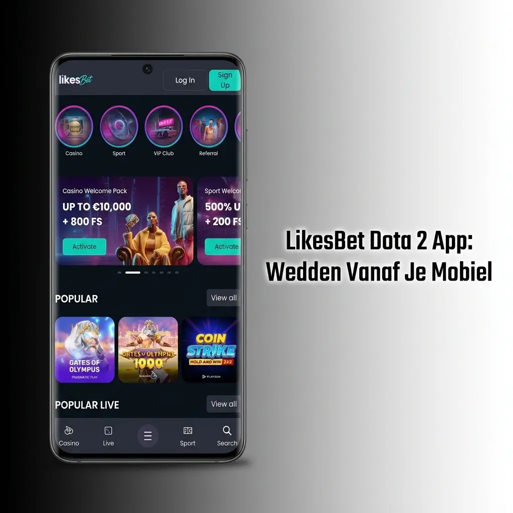 LikesBet Dota 2 app op een mobiele telefoon