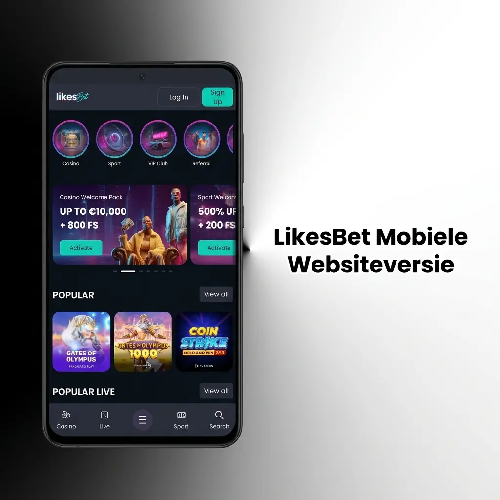LikesBet mobiele website op smartphone
